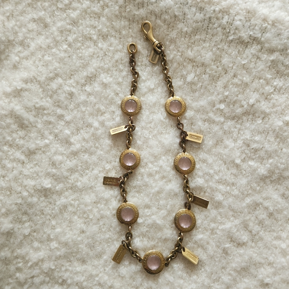 Vintage Rare Coach 1941 Pink Glass Snaphead Cabochon Necklace 🔥 - Picture 16 of 16